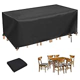Gartenmöbel Abdeckung Winterfest,100%Wasserdicht, Winddicht, UV-Beständiges, Schwerlast 420D Oxford Gewebe Schutzhülle für Gartentisch Sitzgruppe, Rechteckig Schwarz 160x160x85