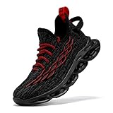 VITUOFLY Kinder Sneaker Jungen Schuhe Turnschuhe Mädchen Fitnessschuhe Outdoor Sportschuhe Laufschuhe Kinderschuhe Damen Hallenschuhe Schulung Schuhe Schwarz Rot 33