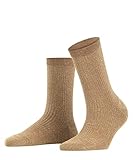 FALKE Damen Shiny Rib W SO Socken, Beige (Cafe Late 4182), 39-42 (UK 5.5-8 Ι US 8-10.5)