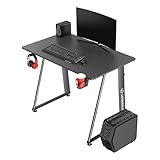 Ultradesk, Enter V2, Gaming-Schreibtisch, verstellbare Füße, Kabelclip, Headset-Haken, Getränkehalter, Stahlrahmen, Schwarz, 100x60