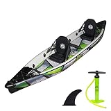 ExtaSea DS Double 473 2er Luftkajak Full Drop-Stitch Schlauchboot Kajak Set Lime-Grey