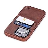 Dockem Brieftaschen-Etui für iPhone 13 Pro mit integrierter Metallplatte für magnetische Befestigung und 2 Kreditkartenfächern: hochwertiges Synthetikleder (6,1' iPhone 13 Pro, Exec M2, Braun)