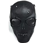 CS Schutzmaske Halloween Airsoft Paintball Full Face Skull Skeleton Maske (Schwarz)