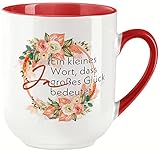 vanVerden Curved Tasse - Ja. Ein kleines Wort, dass großes Glück bedeutet - Hochzeit Trauung Gastgeschenk - beidseitig Bedruckt - Geschenk Idee Kaffeetasse, Tassenfarbe:Weiß/R