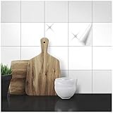 Fliesenaufkleber - 15 x 15 cm - 25 Stück - Weiß Seidenmatt und Glänzend - Für alle Fliesen in Küche, Bad & Innenb