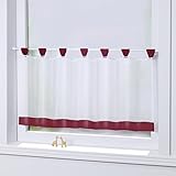 Joyswahl Bistrogardine Voile Schlaufen Scheibengardine Mia Küchen Transparenter Vorhang HxB 45x120cm Winerot 1er Pack