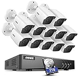 ANNKE 16 Kanal Kit 5 MP DVR Überwachungssystem H.265 + mit HDD 2 TB und 12 Überwachungskamera, Sicherheit innen, 5 MP, wasserdicht IP67 mit N