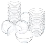 Onepine 50 Stück Acrylkugeln 7cm Transparente Weihnachtskugeln 25er-Set Kunststoffkugel für Weihnachtsbaum Deko, Süßigkeiten Box, Geschenk Dek