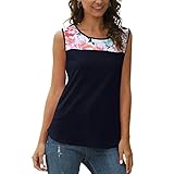 T Shirts Damen Relaxed Einfacher Rundhals Stil Blumenmuster T Shirts Tunika Einfach Komfortabel Slim Fit Ärmellos Tshirt Sommer Fashion Heiße Vielseitige Top