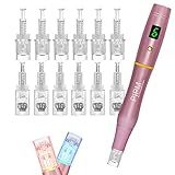 PIPM Electric Dermapen Mikro-Nadelrolle Microneedling Pen 0.25 mm - 2.0 mm, LED Light Microneedle Skin Repair Tool for Face Skin Rejuvenation, 12 x Nadeln Geräte A690