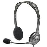 Logitech H111 3.5 mm Analog Stereo Headset with Boom Microphone, Schw