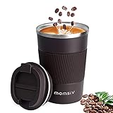 Thermobecher Isolierbecher, MOMSIV 13oz/380ml Rutschfest Edelstahl Travel Mug, Kaffeebecher aus Doppelwandig isoliert Vakuum auslaufsicher Reisebecher mit Deckel Kaffee-to-go Becher, B