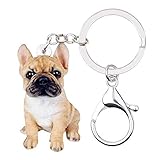 DdA8yonH Schlüsselbund Acryl sitzen Französische Bulldogge Welpe Hund Schlüsselanhänger Schlüsselanhänger Tasche Tier Schmuck für Frauen Mädchen Halter Auto Charme H