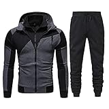 Trainingsanzug Herren Jogginganzug für Männer Langarm Sportanzug Freizeitanzug Set Jogginghose Sweatshirt Oberteil Hoodie Hose für Gym Fitness Sportbekleidung Trainingsjacke Sportjacke Track