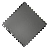 Vario24 PVC Bodenfliese 1 m² (4Fliesen), extrem belastbar, Bodenbelag, Garagenboden, Industrieboden, nicht die Light Version (Leder-dunkelgrau)