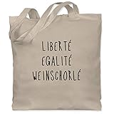 Shirtracer Sprüche Statement mit Spruch - Liberte Egalite Weinschorle schwarz - Unisize - Naturweiß - stoffbeutel egalite - WM101 - Stoffbeutel aus Baumwolle Jutebeutel lange Henk