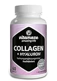 Collagen Kapseln hochdosiert + Hyaluron-Säure + Chondroitin + Lysin, 600 mg reines Kollagen Hydrolysat pro Tag, 60 Kapseln für 1 Monat, Bioaktive Nahrungsergänzung ohne Zusätze, Made in Germany