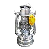 ZYJTGH Indoor- und Outdoo-Öllampen, rustikale Kerosin-Weinlese-brennende Laterne-Lampe, dekorative hängende Hurrikan-Lampe Lampenöl Öllampe (Color : Silver)