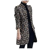 Rosennie Damen Mantel Mode Kariertes Stehkragen Wollmantel Winter Business Blazermantel übergroße Wolle Trenchcoat Elegant Frauen Langarm Lose Outwear Oberbekleidung Jack