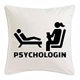 Reifen-Markt Kissenbezug 40x40cm PSYCHOLOGIN - PSYCHOLOGE - Psycho - GESTÖRT - HEILPRAKTIKER aus Mikrofaser in Weiß