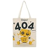 Cartoon Löwe Canvas Tote Bag Personalisierte Damen Niedlich Ästhetisch, Fehlerhafter Roboter, 404, 42.5 EU