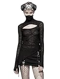 Punk Rave Vintage Gothic Frauen Schwarz Langarm Casual Slim T-Shirt Maske Stil T-Shirts XL-2XL