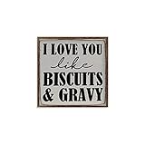 by Unbranded Holzschild mit der Aufschrift 'I love you like cookits and saucy', handbemalt, Holzschild, Landhaus-Stil, Küchendekoration, Landhausküche, rustikaler S