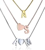 Personalisierte Damen Halskette mit Buchstaben Anhänger Gold/Silber Choker/Armband aus Edelstahl Namenskette | 45cm + 5cm | Alphabet A-Z | Klassischer schmuck für Mädchen Herz Kette als Geschenk