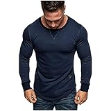 Ailovone Herren Langarmshirt Rundhals Langarm T-Shirt Slim Fit Langarmhemd Einfarbige Basic Longsleeve Shirt Fitness Sweatshirt Einfarbig Regular Fit Langärmeliges Sportbekleidung