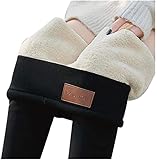 Damen Warme Leggings Verdicken Strumpfhosen Warme Fleece Gefütterte Hose High Waist Skinny Jogginghose Elastische Thermounterteile (Color : A, Size : S)