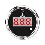 NEYOANN 52Mm Digitale Wassertemperaturanzeige 0-120 Celsius Universal Wassertemperaturmesser Anzeige Rote Hintergrundbeleuchtung mit Alarm Schw