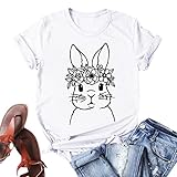 Ostern Elegante Oberteile Damen XXL: Tshirt Oversize Kurzarm Longshirt Oberteile Sommer Tee Tops Locker Casual Shirt Lässig Basic Bluse Sweatshirt Sommershirts Für Frauen,Teenager M
