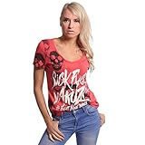 Yakuza Damen Overdosed Dye V-Neck T-Shirt, Geranium, S