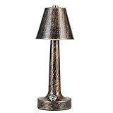 HKLY Dimmbare LED Akku-Tischlampe Innen & Außen, Wiederaufladbares Tischlampe Kabellose,Nachttischlampe Tischleuchte Restaurant Vintage Mit Touch-Schalter Für Bar Esszimmer Braune Bronze,White lig