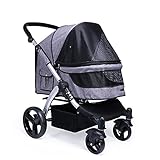 Kinderwagen für kleine mittelgroße Hunde Katze 4-Rad Kinderwagen Faltbar Kinderwagen mit Federungssystem/Link-Bremse/Eine Hand Falten max. Laden von 100 LBS (Color : Gray)