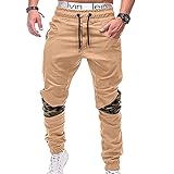 Jogginghose Herren Stretch Knie Camouflage Patchwork Mittlere Taille Freizeithose Regular Fit Sweathose Atmungsaktiv Trainingshose Army Camo Outdoorhose Tactical Camping