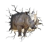 Wandaufkleber, 3D-Kunst-Aufkleber Vinyl-Wandaufkleber, Coole Nashorn-Tier-Wandtattoo, Wandaufkleber Aufkleber Dekoration abnehmbare Wandbild DIY Dek