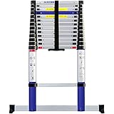 ALDORR 5,20M Teleskopleiter aus hochwertigem Aluminium | Mehrzweckleiter | Belastbarkeit bis zu 150kg | Soft-Close-System | Sicher und zuverlässig (EN131)