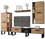 KRYSPOL Wohnwand Grand TV-Lowboard, Hochvitrine, Kommode, Wandregal, Wohnzimmer-Set, Modern Desig