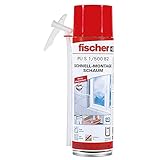 fischer Schnell-Montageschaum PU S 500, Bauschaum für Verfüllung, Dämmung & Isolierung, PU-Schaum inkl. Adapter für sofortigen Einsatz, 500