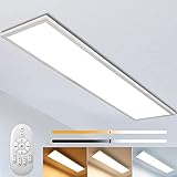 Dimmbar LED Deckenleuchte Panel 120x30 cm mit Fernbedienung, 40W Super Deckenpanel Lampe mit Starker Leuchtkraft Licht, 2700K - 6500K Warmweiß Naturweiß Kaltweiß Lampe für Büro Werkstatt W