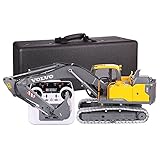 EAYOK Technik RC Elektrisch Metallbagger, 1:14 24CH 2.4G RTR Ferngesteuerter Bagger für Volvo, Metallbagger Elektrozylinder-Version mit LED Lichter für Kinder und Erw