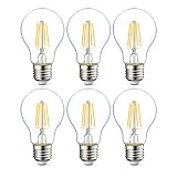 Amazon Basics LED-Leuchtmittel, Edison-Sockel E27, 4,3 W (entspricht 40-W-Glühbirne), nicht dimmbar, klares Filament, 6 Stück
