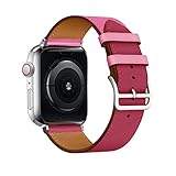PAZHOU Eastar Bunte Lederschlaufe für Apple Watch Band Serie 6/SE/3/2/1 Sport Armband 42 mm 38 mm Armband für iWatch 4/5 Band 40 mm 44 mm (Farbe: Rosa Rot, Größe: 38 mm)