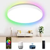 Smart LED Deckenleuchte Dimmbar, Etersky 24W Led Deckenlampe RGBW Farbwechsel, Wifi IP54 Wohnzimmerlampe Kompatibel mit Alexa/Google Home, Ideal für Schlafzimmer Kinderzimmer Badezimmer Ø35