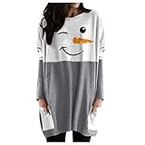 Damen Weihnachten Langarmshirt Weihnachtspullover Festliche T-Shirt mit Weihnachtlichem Rundhals Slim Fit Pullover Sweatshirt Bedrucktes Bluse Shirt Tunika Weihnachten Ob