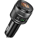 Vorstik Bluetooth FM Transmitter, QC3.0 KFZ Wireless Radio Adapter mit 2 USB Ladegerät & USB-Stick Mikrofon Telefonieren Freisprechfunktion LED-Display für iOS und Android G