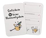 75x Fleißkärtchen »Gutschein für 1x keine Hausaufgaben« • Visitenkartenformat, Creme • Für Lehrer und Schüler • Belohnungskärtchen, Lobkärtchen, Motivationskärtchen, Hausaufgaben-G