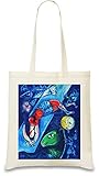 Tote bags Marc Chagall - The Blue Circus Painting Custom Printed 100% Soft Cotton| Natural Color & Eco-Friendly| Unique, Re-Usable & Stylish Handbag For Every Day Use| Custom Shoulder Bags By T