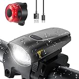LED Fahrradlicht Set, Weofly USB Fahrradbeleuchtung StVZO Fahrradlampe akku Fahrradlicht Vorne Rücklicht Fahrradleuchtenset Licht Fahrrad Set IPX5 Wasserdicht Lichtset Lampensets mit 2 L